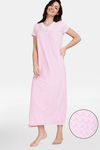 Zivame Batik Bae Knit Cotton Full Length Nightdress - Prism Pink — thumbnail 1
